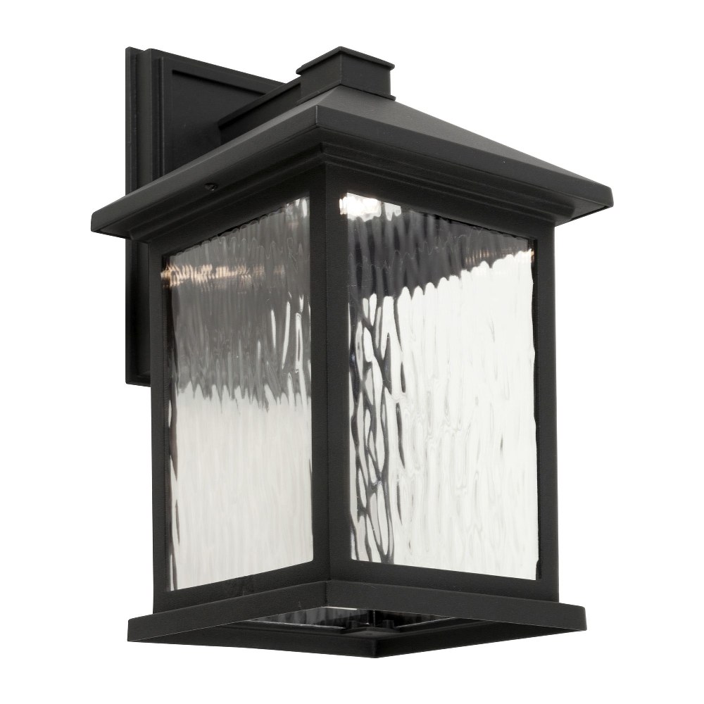 Forte Lighting-17100-04-Cardiff - 11W 1 LED Outdoor Wall Lantern-13.5 Inches Tall and 8 Inches Wide Black  Black Finish with Clear Water Glass