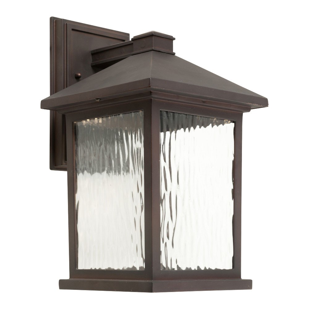 Forte Lighting-17100-32-Cardiff - 11W 1 LED Outdoor Wall Lantern-13.5 Inches Tall and 8 Inches Wide Antique Bronze  Black Finish with Clear Water Glass