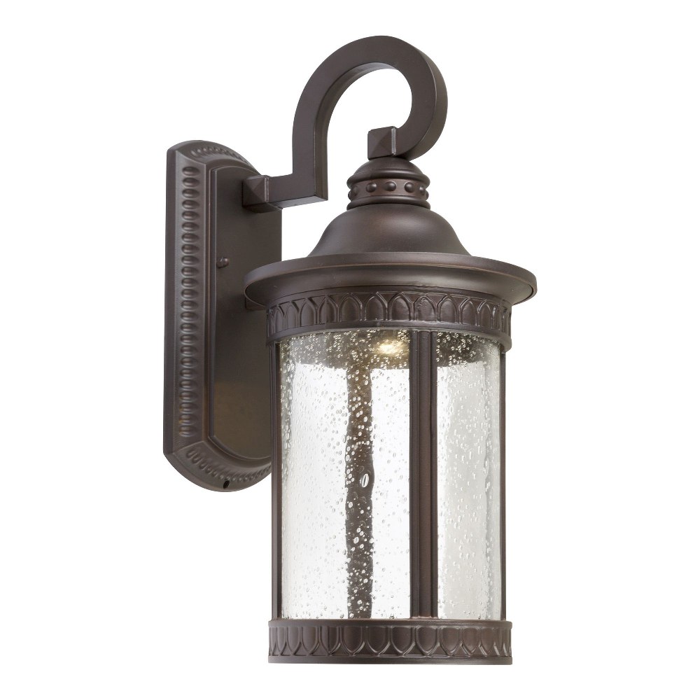 Forte Lighting-17101-32-Bourne - 11W 1 LED Outdoor Wall Lantern-16.25 Inches Tall and 7.5 Inches Wide Antique Bronze  Black Finish with Clear Seeded Glass