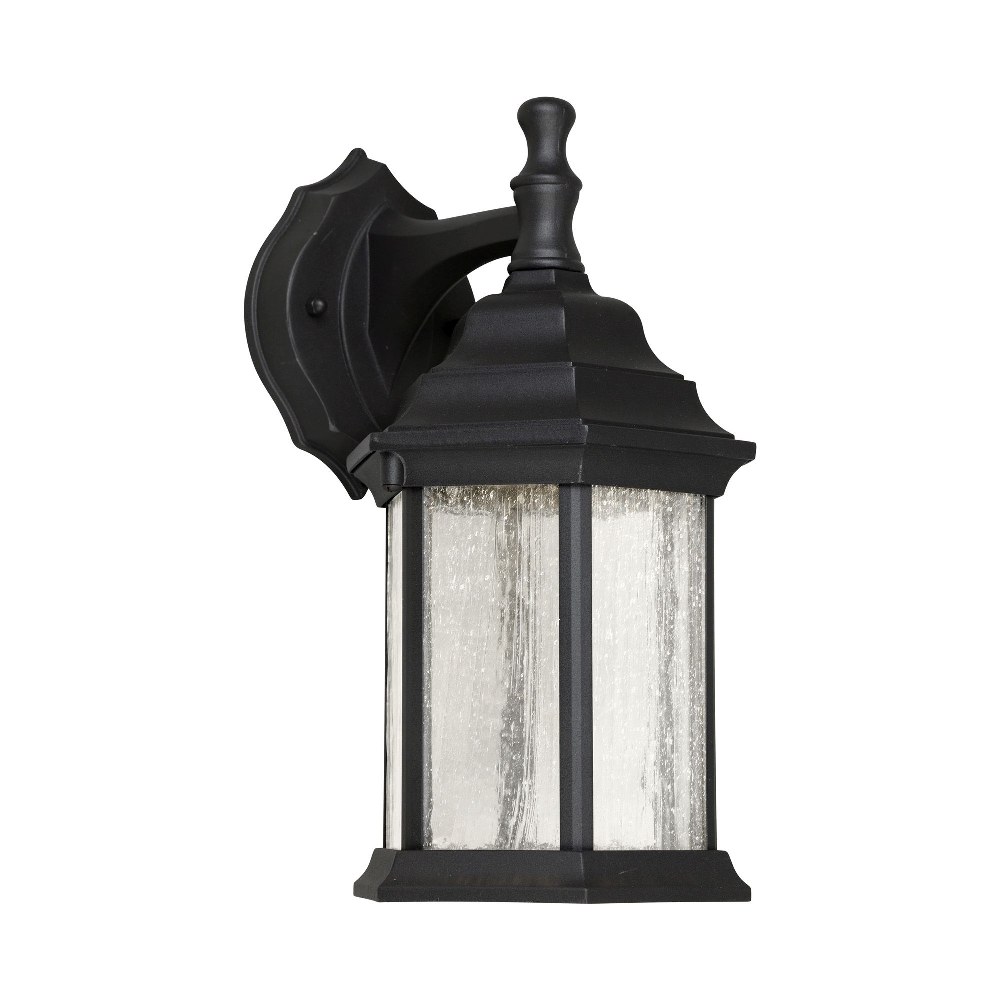 Forte Lighting-17102-04-Penn - 11W 1 LED Outdoor Wall Lantern-12 Inches Tall and 6.5 Inches Wide Black  Black Finish with Clear Seeded Glass