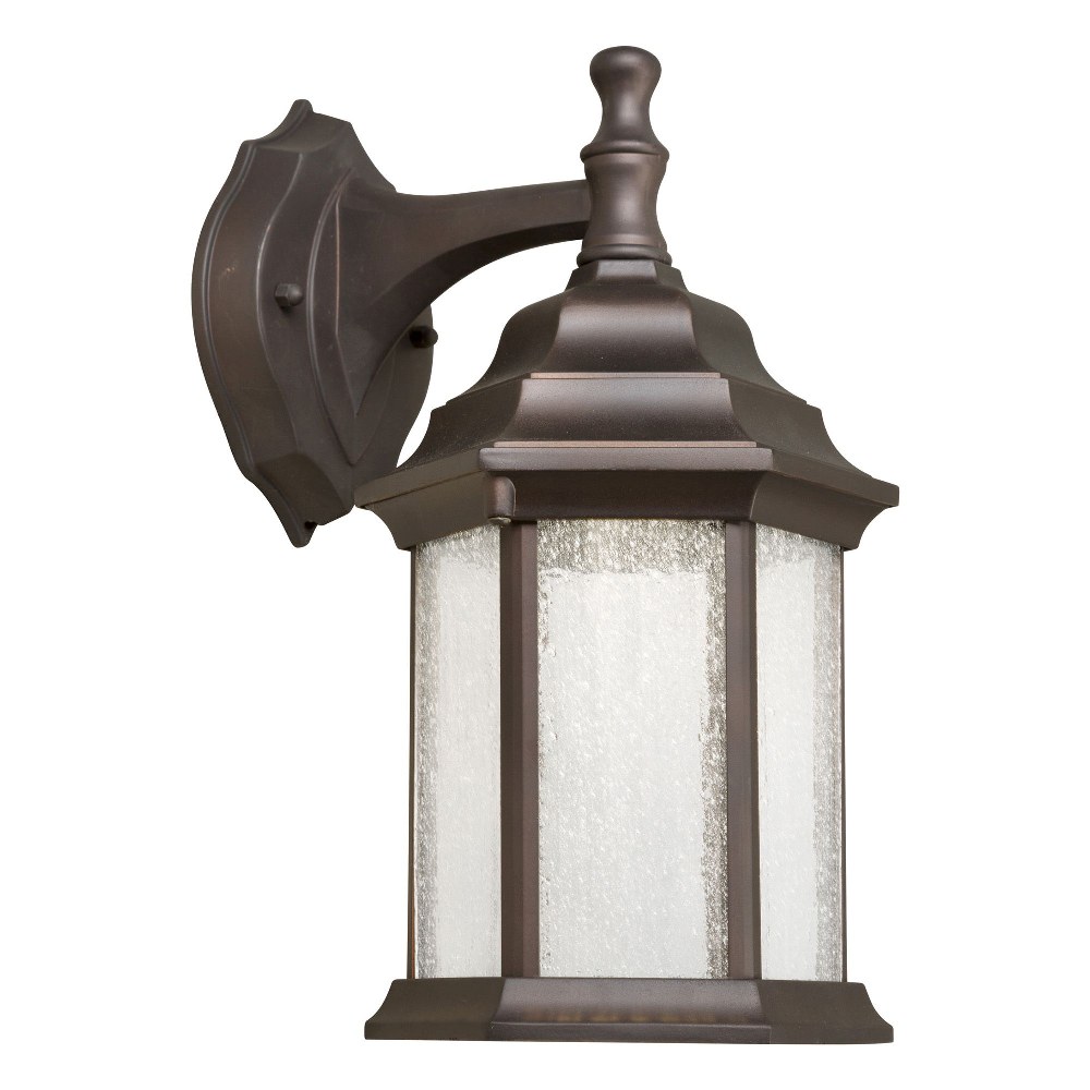 Forte Lighting-17102-32-Penn - 11W 1 LED Outdoor Wall Lantern-12 Inches Tall and 6.5 Inches Wide Antique Bronze  Black Finish with Clear Seeded Glass