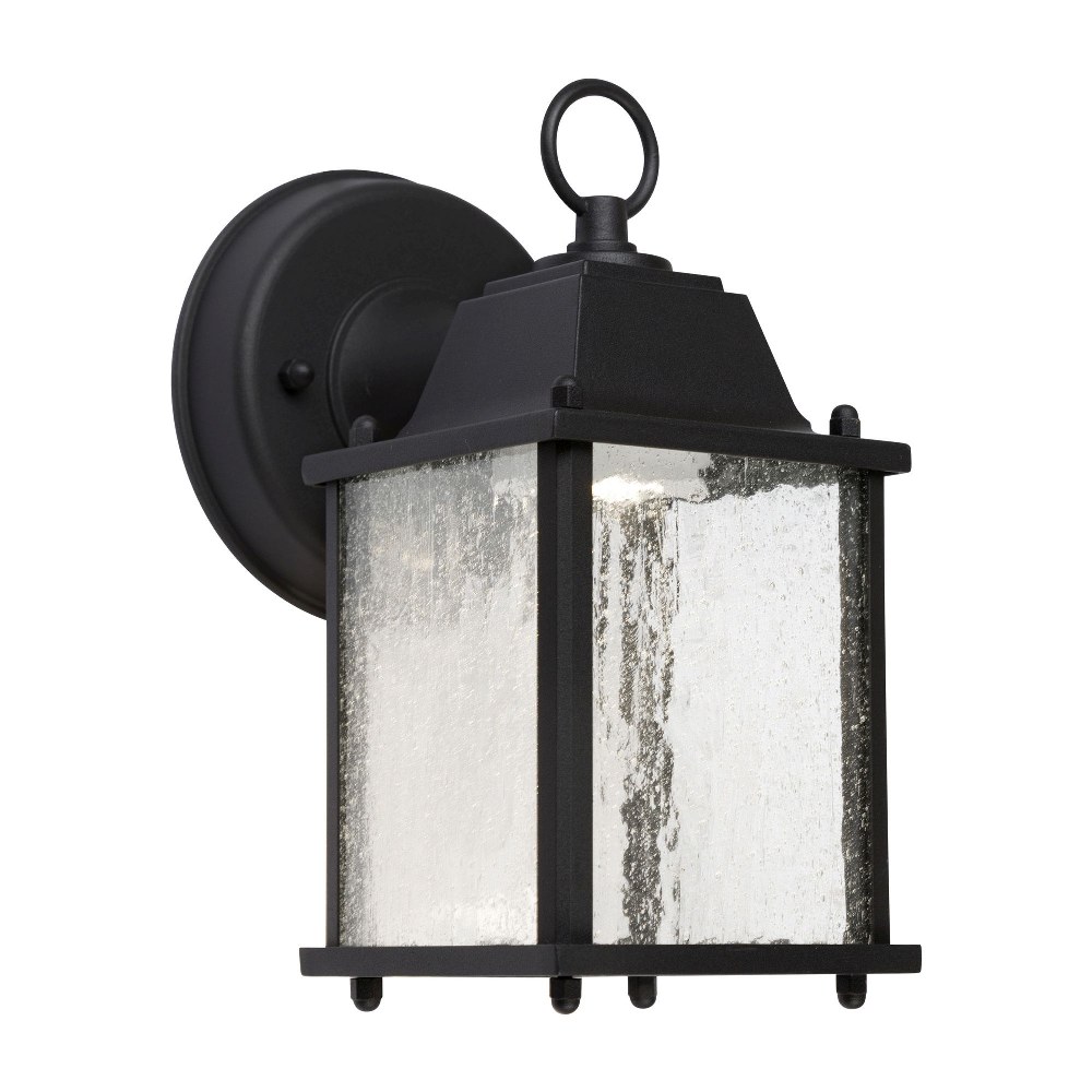 Forte Lighting-17103-04-Preston - 6W 1 LED Outdoor Wall Lantern-8.75 Inches Tall and 4.5 Inches Wide Black  Black Finish with Clear Seeded Glass