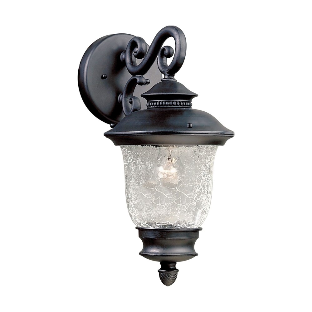 Forte Lighting-1726-01-04-Holloway - 1 Light Outdoor Wall Lantern-14 Inches Tall and 7 Inches Wide   Black Finish with Clear Crackle Glass