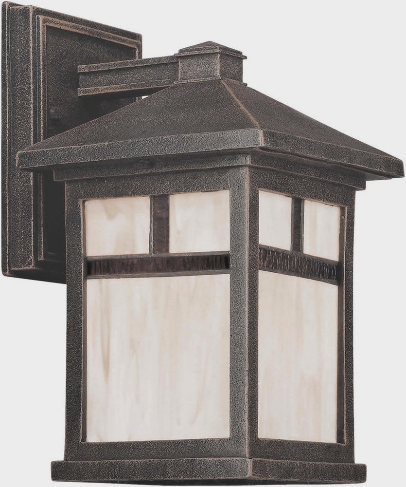 Forte Lighting-1773-01-28-Cardiff - 1 Light Outdoor Wall Lantern-10.5 Inches Tall and 6 Inches Wide with Honey Glass  Painted Rust Finish