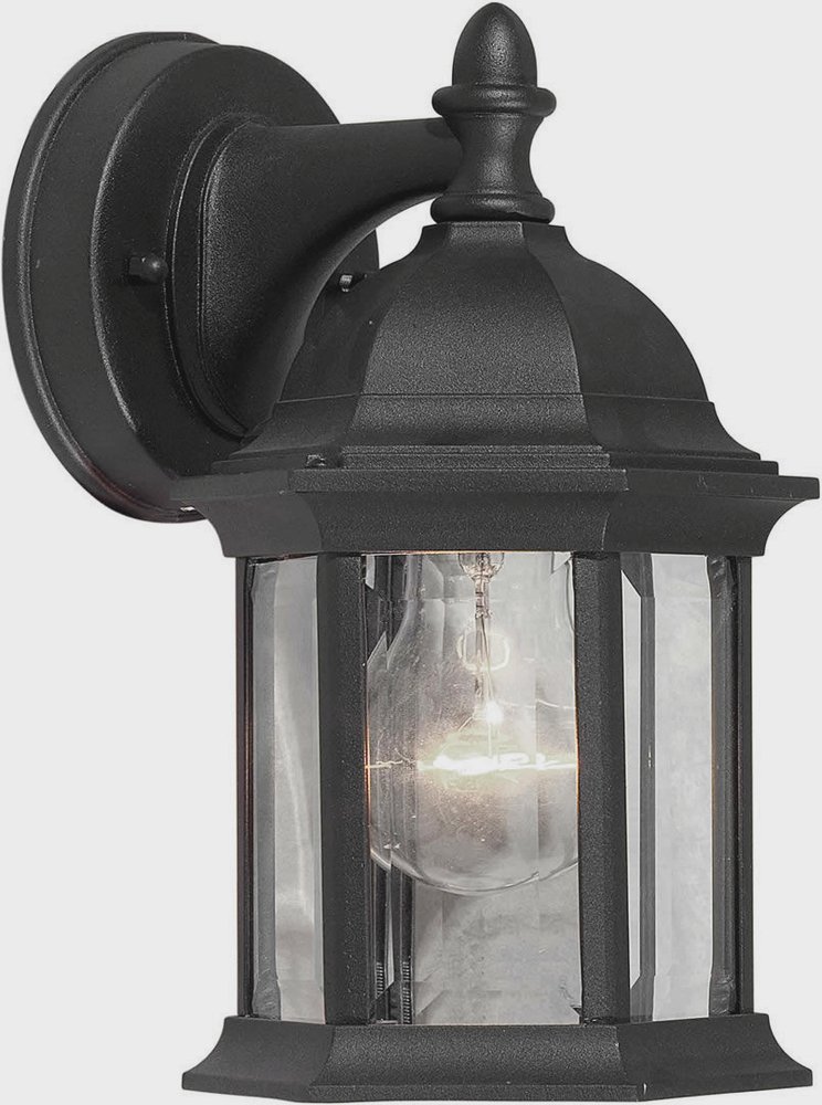 Forte Lighting-1776-01-04-Chester - 1 Light Outdoor Wall Lantern-9.5 Inches Tall and 5 Inches Wide   Black Finish with Clear Beveled Glass
