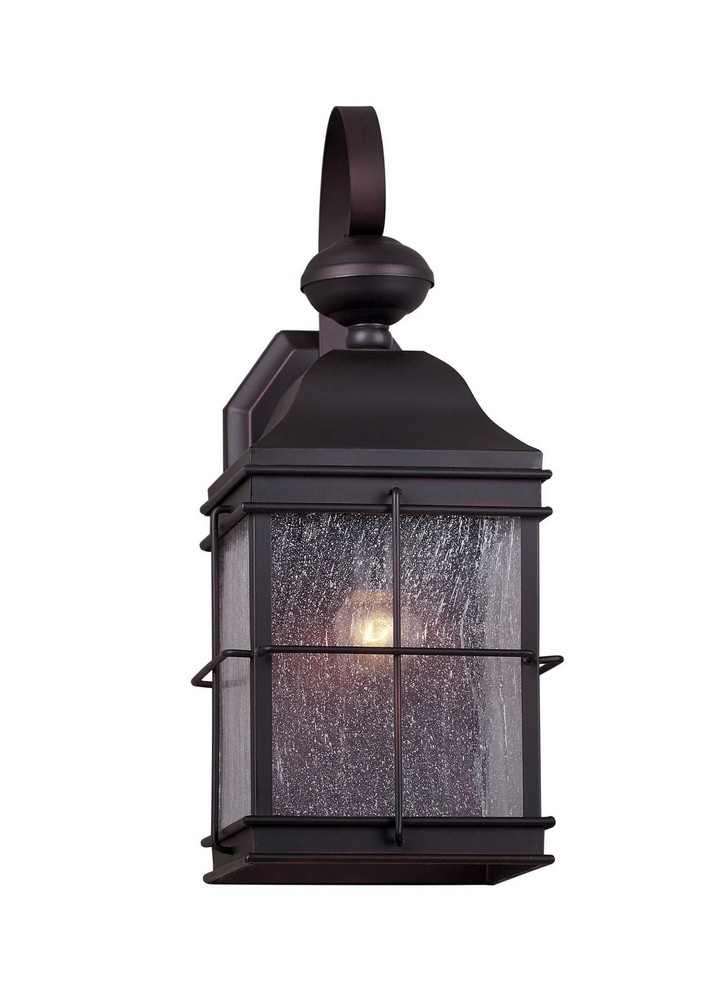 Forte Lighting-1807-01-32-Essex - 1 Light Outdoor Wall Lantern-16.5 Inches Tall and 7 Inches Wide   Antique Bronze Finish with Clear Seeded Glass