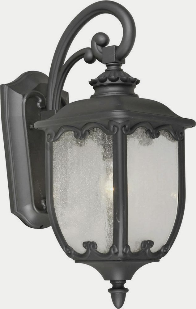 Forte Lighting-1819-01-04-Lindero - 1 Light Outdoor Wall Lantern-20 Inches Tall and 8 Inches Wide   Black Finish with Clear Seeded Glass