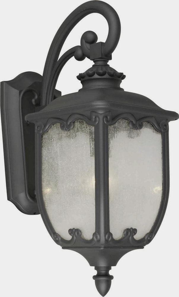 Forte Lighting-1820-01-04-Lindero - 1 Light Outdoor Wall Lantern-22.75 Inches Tall and 9.5 Inches Wide   Black Finish with Clear Seeded Glass
