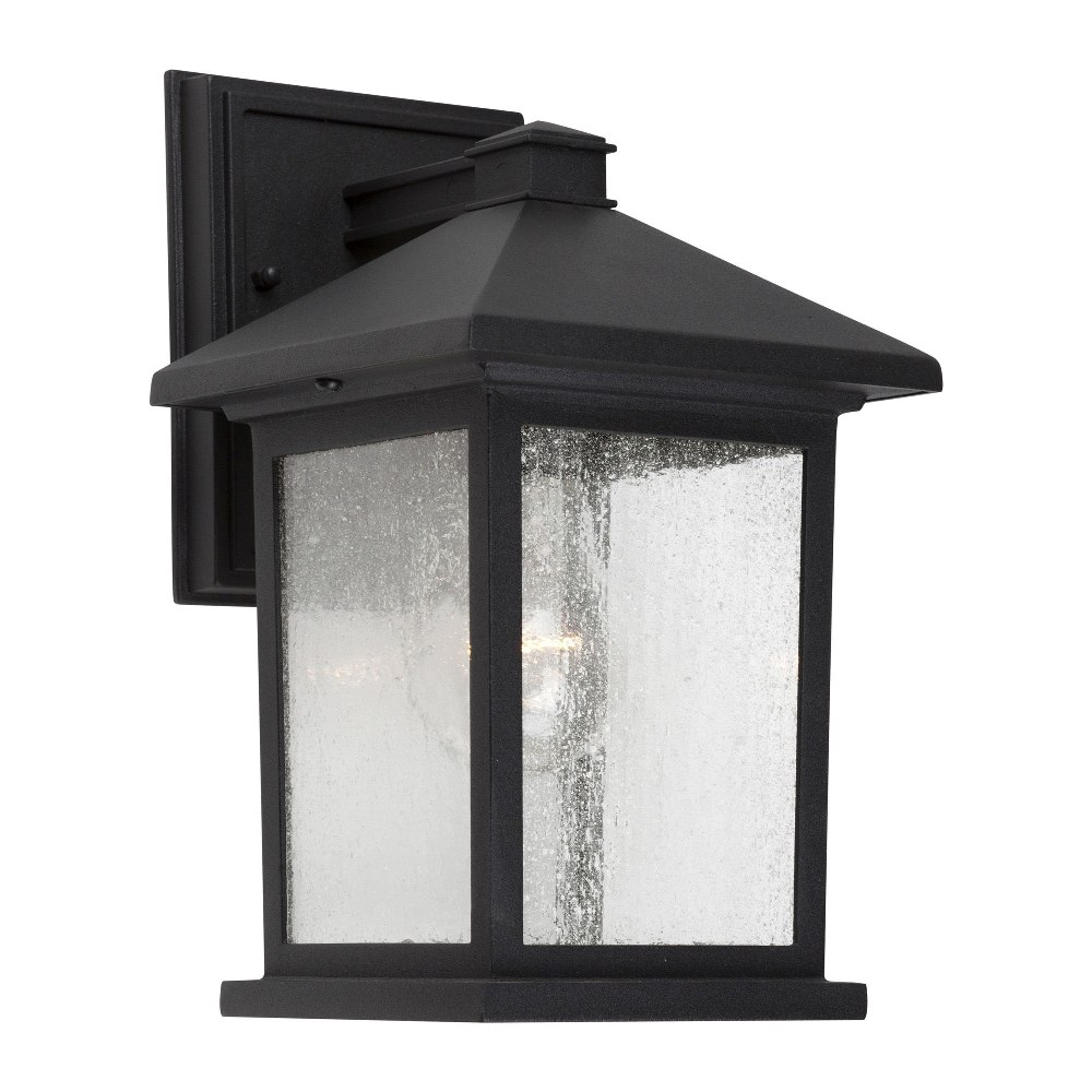 Forte Lighting-1855-01-04-Cardiff - 1 Light Outdoor Wall Lantern-10.5 Inches Tall and 6 Inches Wide   Black Finish with Clear Seeded Glass