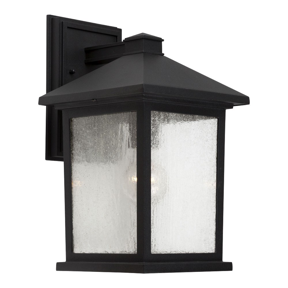 Forte Lighting-1856-01-04-Cardiff - 1 Light Outdoor Wall Lantern-13.5 Inches Tall and 8 Inches Wide   Black Finish with Clear Seeded Glass