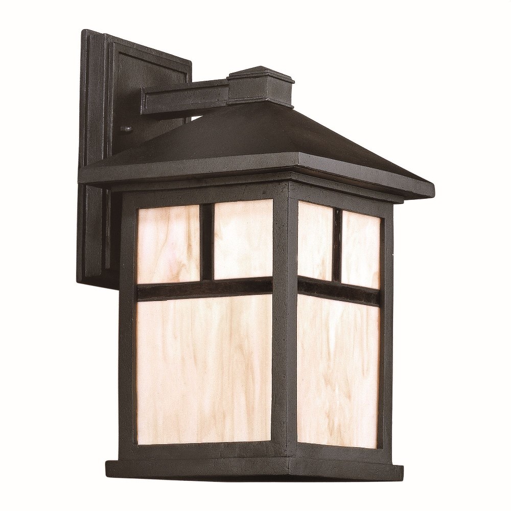 Forte Lighting-1873-01-04-Cardiff - 1 Light Outdoor Wall Lantern-13.5 Inches Tall and 8 Inches Wide with Honey Glass  Black Finish