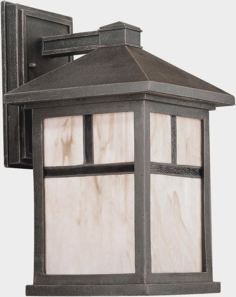 Forte Lighting-1873-01-28-Cardiff - 1 Light Outdoor Wall Lantern-13.5 Inches Tall and 8 Inches Wide with Honey Glass  Painted Rust Finish