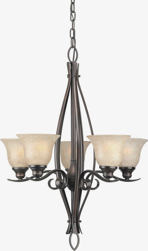 Forte Lighting-2100-05-32-Bates - 5 Light Chandelier-31 Inches Tall and 23 Inches Wide   Antique Bronze Finish with Mica Flake Glass