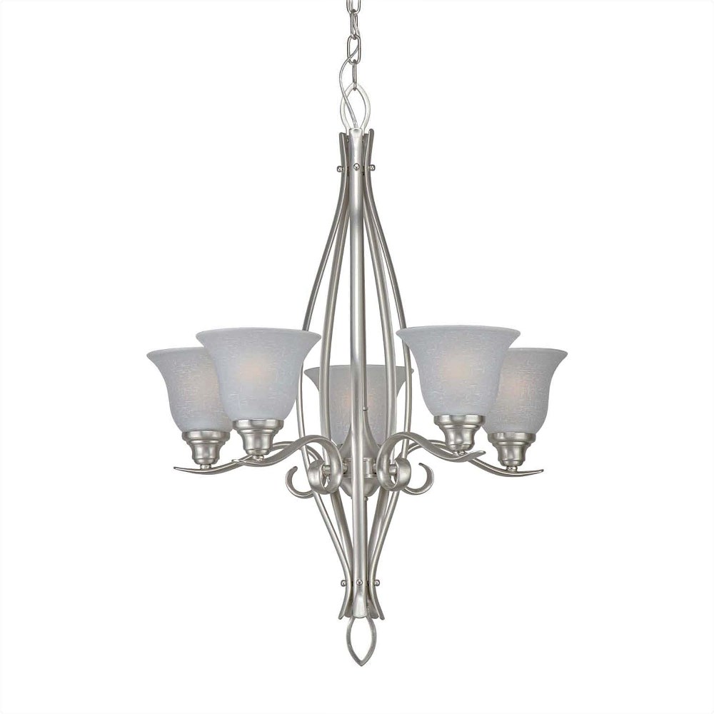 Forte Lighting-2100-05-55-Bates - 5 Light Chandelier-31 Inches Tall and 23 Inches Wide   Brushed Nickel Finish with White Linen Glass