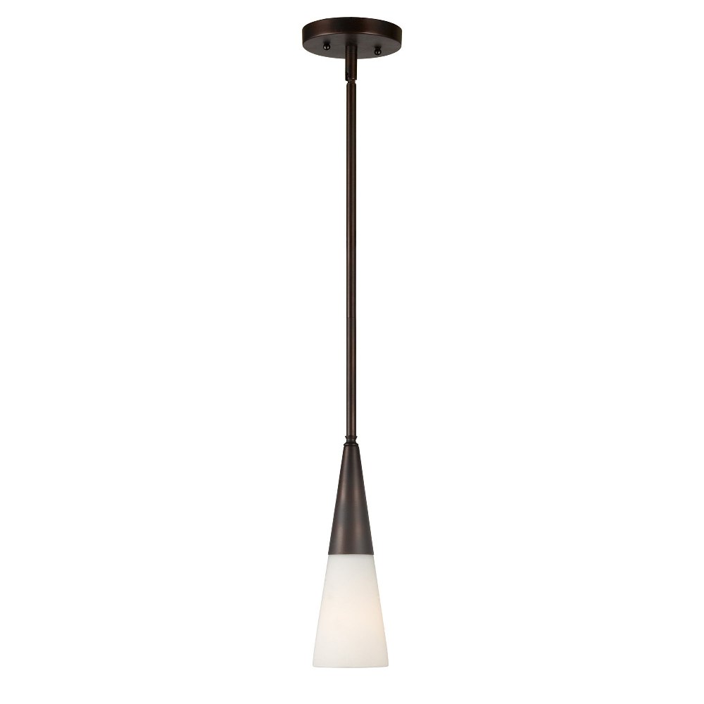 Forte Lighting-2179-01-32-Conan - 1 Light Mini Pendant-10.5 Inches Tall and 5 Inches Wide Antique Bronze  Brushed Nickel Finish with Satin White Glass