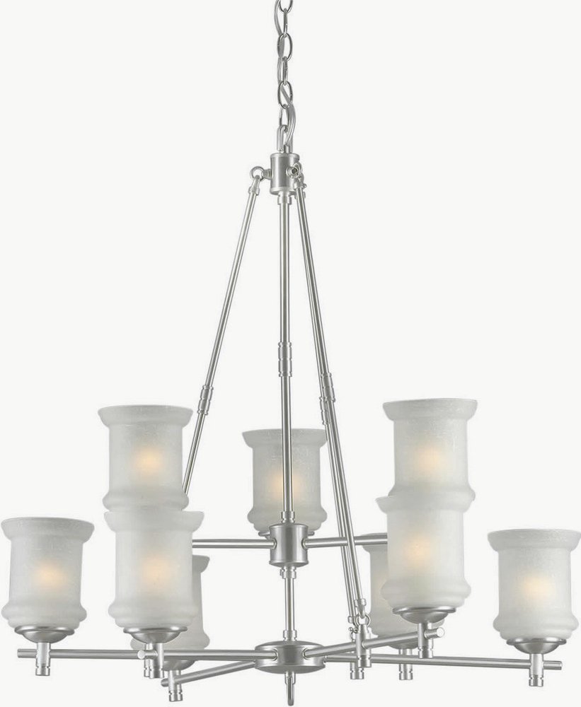 Forte Lighting-2180-09-55-Gore - 9 Light Chandelier-31 Inches Tall and 31 Inches Wide   Brushed Nickel Finish with White Linen Glass
