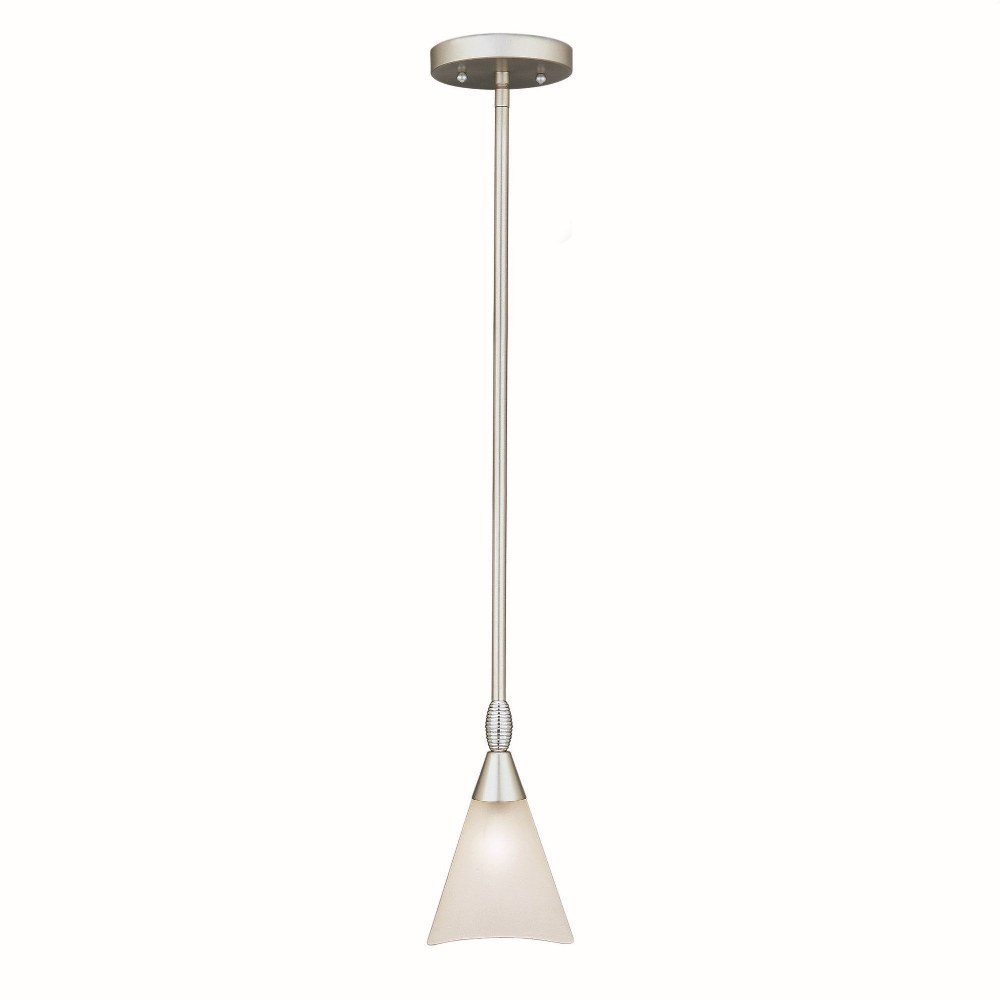 Forte Lighting-2227-01-55-Albert - 1 Light Mini Pendant-8.5 Inches Tall and 5 Inches Wide   Brushed Nickel Finish with Satin White Glass