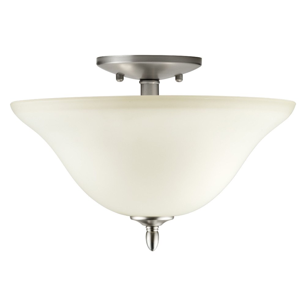 Forte Lighting-2241-02-55-Nelson - 2 Light Semi-Flush Mount-9 Inches Tall and 13 Inches Wide   Brushed Nickel Finish with White Glass