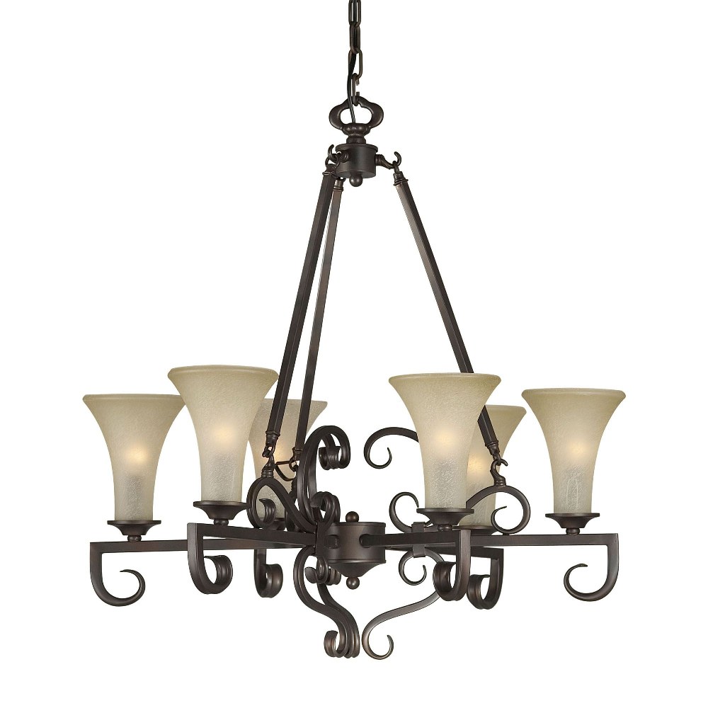 Forte Lighting-2326-06-32-Brandi - 6 Light Chandelier-29 Inches Tall and 27 Inches Wide   Antique Bronze Finish with Umber Mist Glass