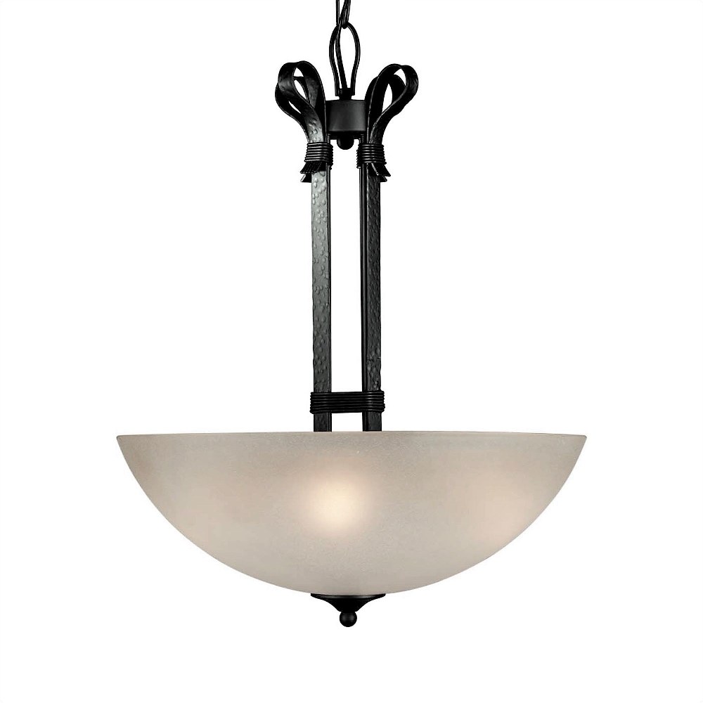 Forte Lighting-2396-04-11-Carson - 4 Light Bowl Pendant-25.5 Inches Tall and 20 Inches Wide   Natural Iron Finish with Shaded Umber Glass