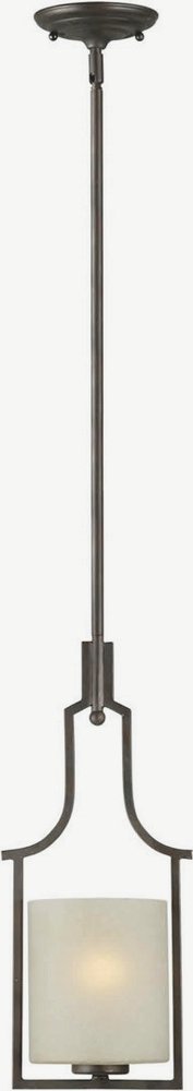 Forte Lighting-2401-01-32-Dax - 1 Light Mini Pendant-18.5 Inches Tall and 7.75 Inches Wide   Antique Bronze Finish with Umber Linen Glass