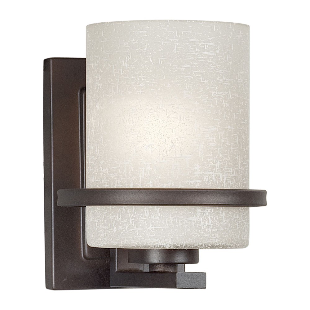 Forte Lighting-2404-01-32-Halo - 1 Light Mini Pendant-8 Inches Tall and 6.5 Inches Wide   Antique Bronze Finish with White Linen Glass