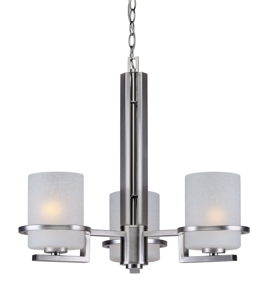 Forte Lighting-2404-03-55-Halo - 3 Light Chandelier-20.5 Inches Tall and 20.75 Inches Wide Brushed Nickel  Antique Bronze Finish with White Linen Glass