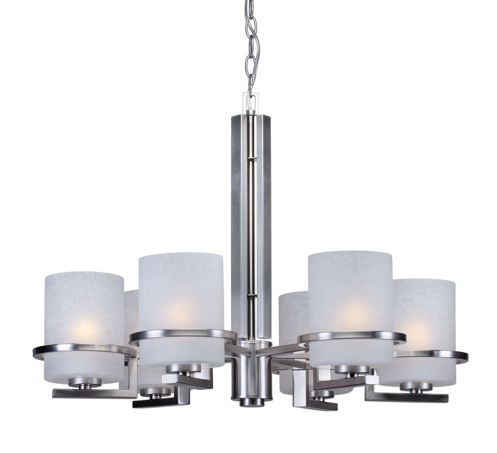 Forte Lighting-2405-06-55-Halo - 6 Light Chandelier-20.5 Inches Tall and 27.5 Inches Wide Brushed Nickel  Antique Bronze Finish with White Linen Glass