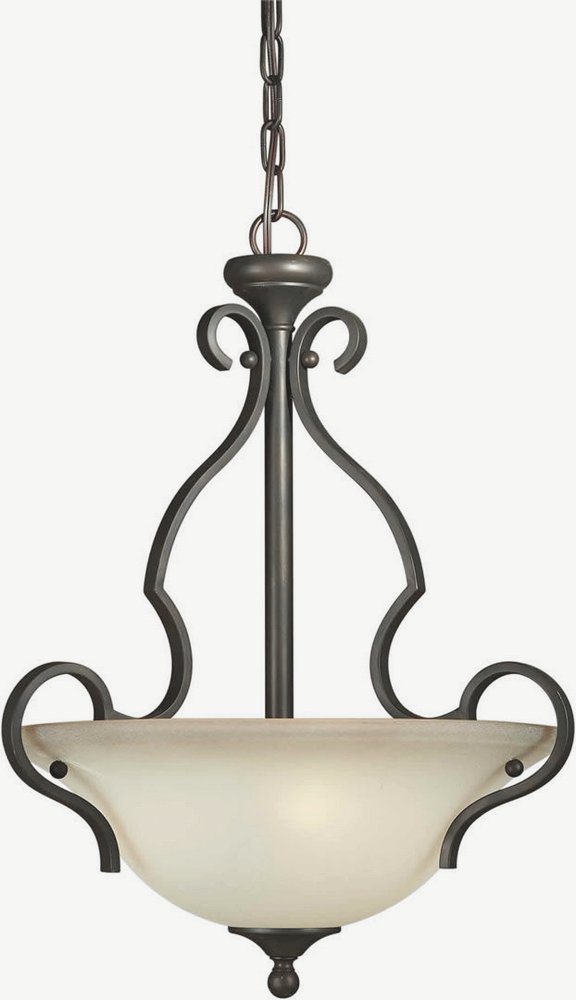 Forte Lighting-2446-03-32-Perry - 3 Light Bowl Pendant-22.5 Inches Tall and 17 Inches Wide   Antique Bronze Finish with Shaded Umber Glass