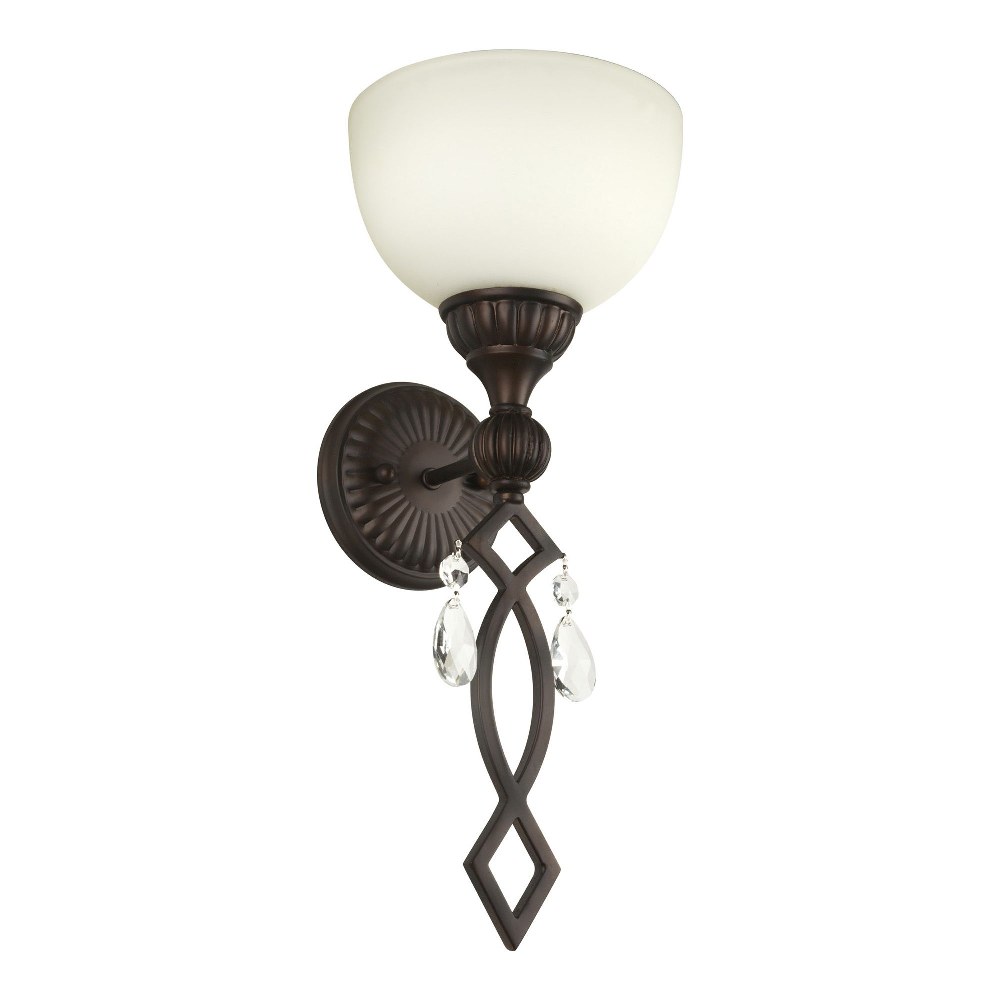 Forte Lighting-2497-01-32-Julie - 1 Light Wall Sconce-19 Inches Tall and 7.75 Inches Wide   Antique Bronze Finish with White Glass