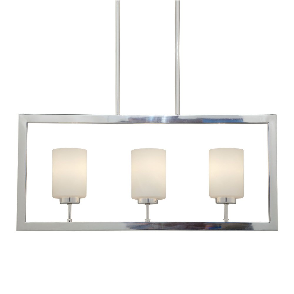Forte Lighting-2531-03-55-Braeburn - 3 Light Island Pendant-14 Inches Tall and 4 Inches Wide   Brushed Nickel Finish with Satin Opal Glass