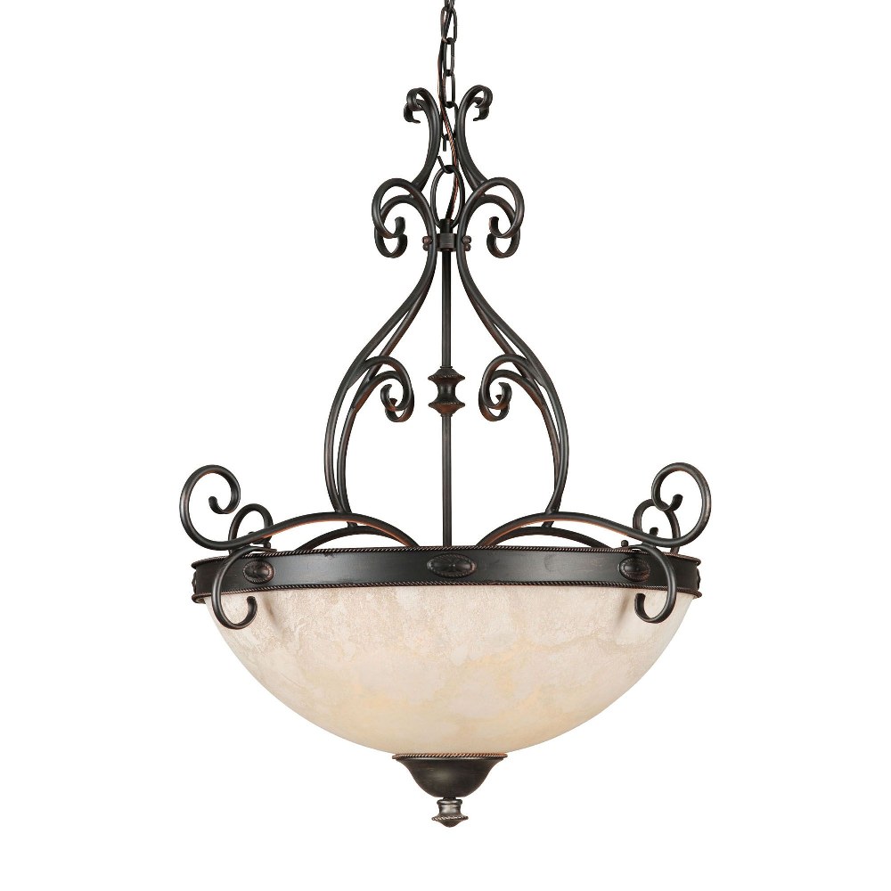 Forte Lighting-2539-04-64-Topa - 4 Light Bowl Pendant-29 Inches Tall and 28.5 Inches Wide   Bordeaux Finish with Tapioca Glass