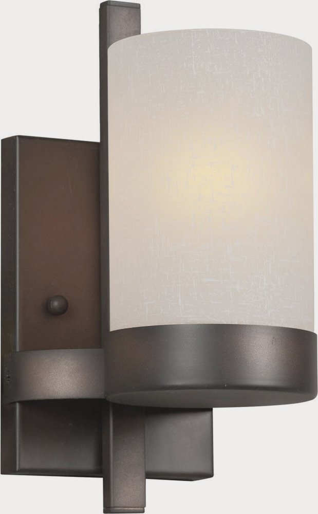Forte Lighting-2548-01-32-Lila - 1 Light Wall Sconce-10 Inches Tall and 4.75 Inches Wide   Antique Bronze Finish with White Linen Glass