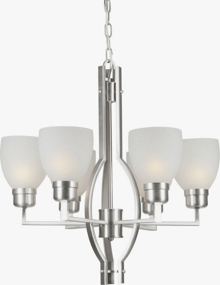 Forte Lighting-2555-06-55-Lila - 6 Light Chandelier-23.75 Inches Tall and 23.5 Inches Wide   Brushed Nickel Finish with White Linen Glass