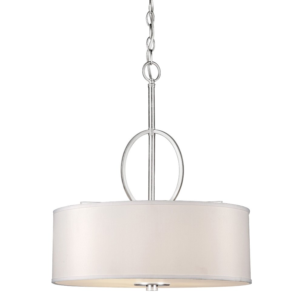 Forte Lighting-2562-04-55-Tom - 4 Light Pendant-23 Inches Tall and 19.5 Inches Wide   Brushed Nickel Finish with White Linen Shade