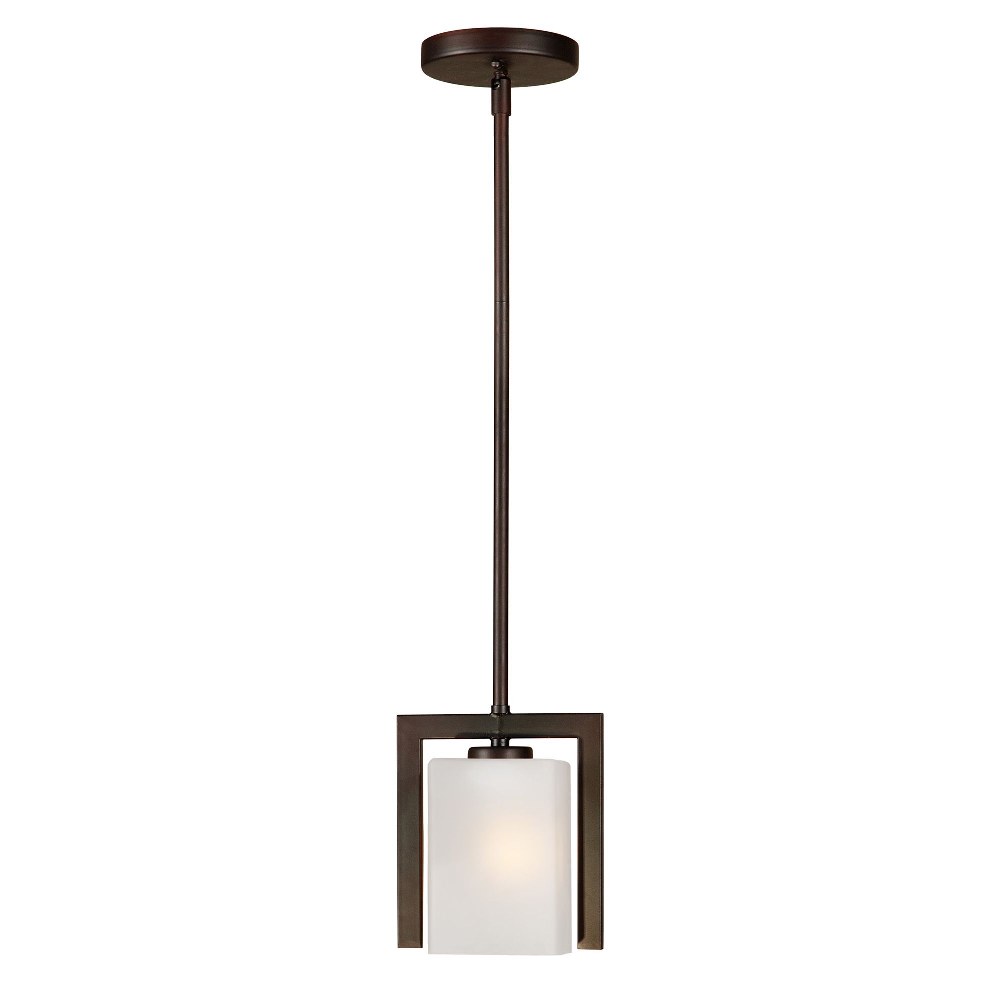 Forte Lighting-2569-01-32-Aria - 1 Light Mini Pendant-7.75 Inches Tall and 4 Inches Wide   Antique Bronze Finish with Satin White Glass