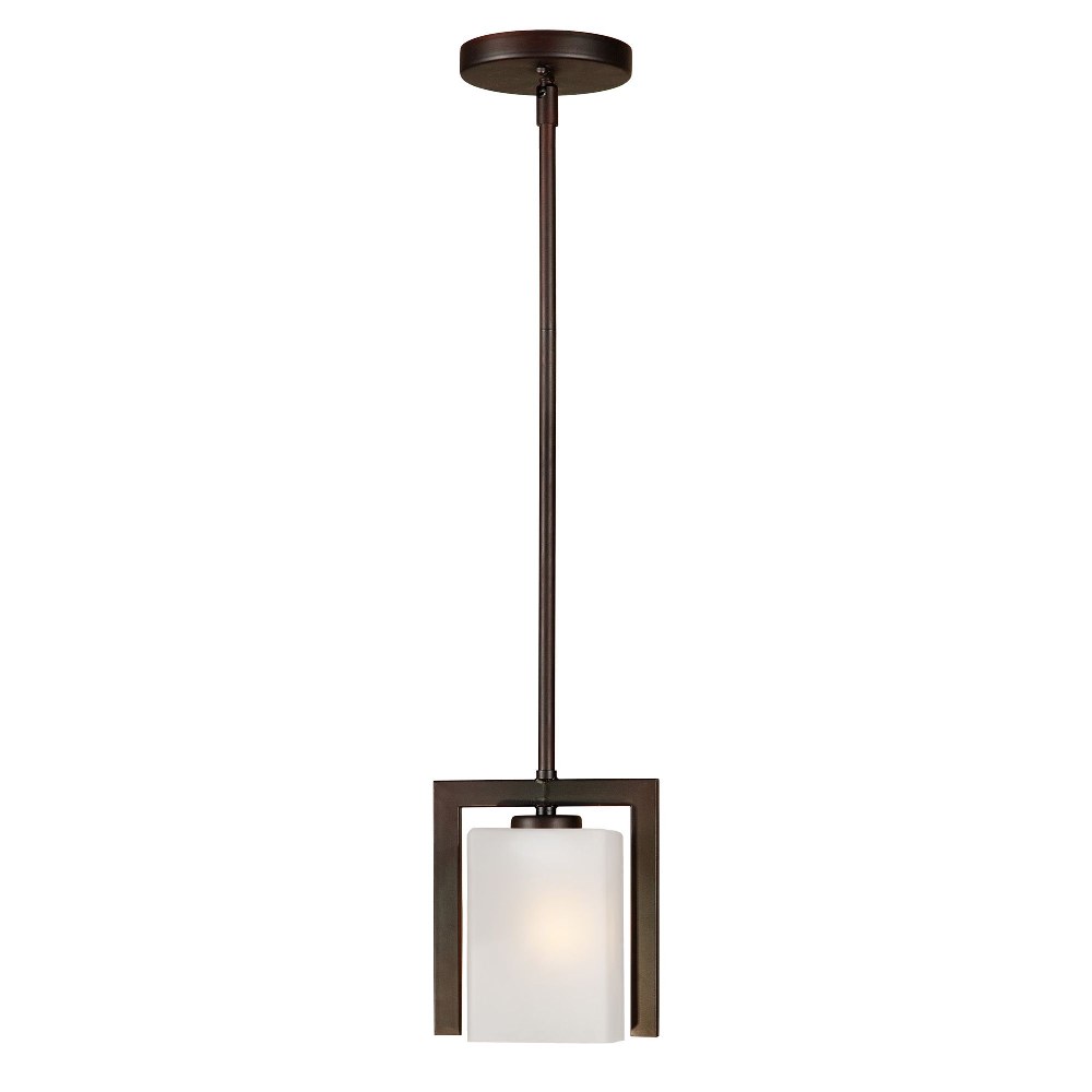 Forte Lighting-2569-01-32-Aria - 1 Light Mini Pendant-7.75 Inches Tall and 4 Inches Wide Antique Bronze  Antique Bronze Finish with Satin White Glass