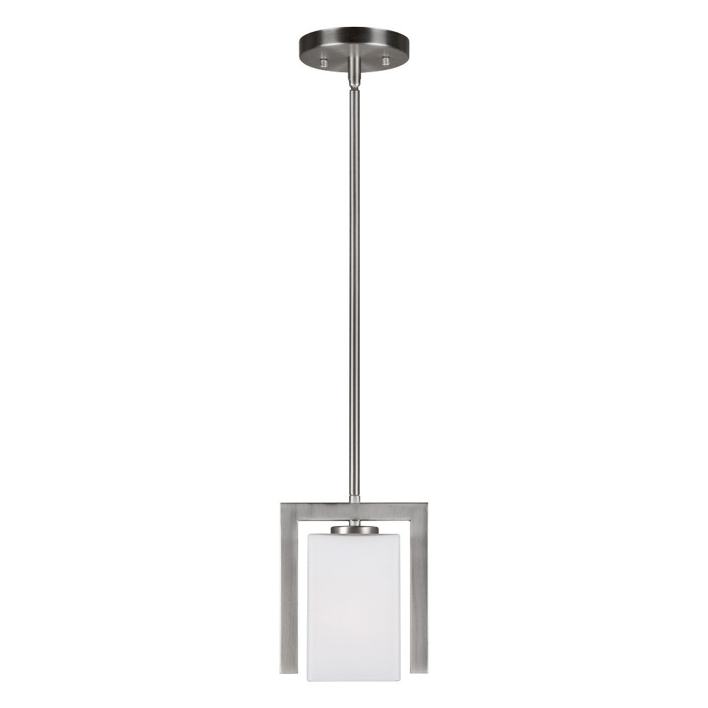 Forte Lighting-2569-01-55-Aria - 1 Light Mini Pendant-7.75 Inches Tall and 4 Inches Wide Brushed Nickel  Antique Bronze Finish with Satin White Glass