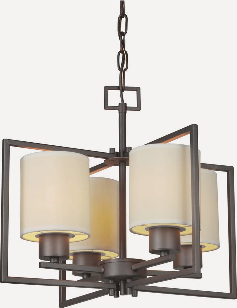 Forte Lighting-2570-04-32-Lloyd - 4 Light Chandelier-14 Inches Tall and 18 Inches Wide   Antique Bronze Finish with White Fabric Shade