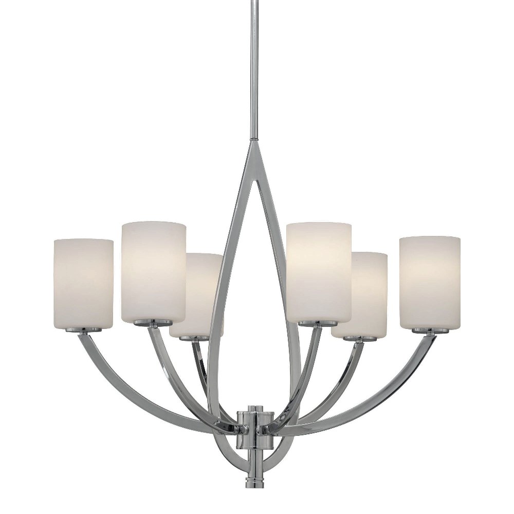 Forte Lighting-2572-06-05-Keli - 6 Light Chandelier-23.5 Inches Tall and 27.25 Inches Wide   Chrome Finish with Satin Opal Glass