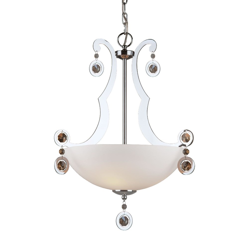 Forte Lighting-2579-03-05-Rea - 3 Light Bowl Pendant-25.25 Inches Tall and 17.5 Inches Wide   Chrome Finish with Satin White Glass