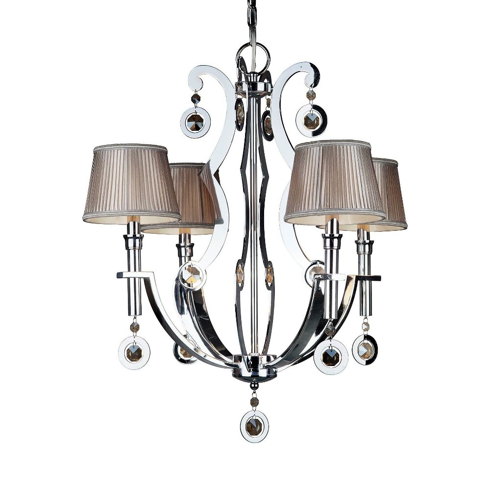 Forte Lighting-2579-04-05-Rea - 4 Light Chandelier-27.25 Inches Tall and 24 Inches Wide   Chrome Finish with White Fabric Shade