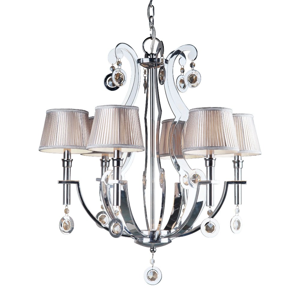 Forte Lighting-2579-06-05-Rea - 6 Light Chandelier-29.5 Inches Tall and 28 Inches Wide   Chrome Finish with White Fabric Shade