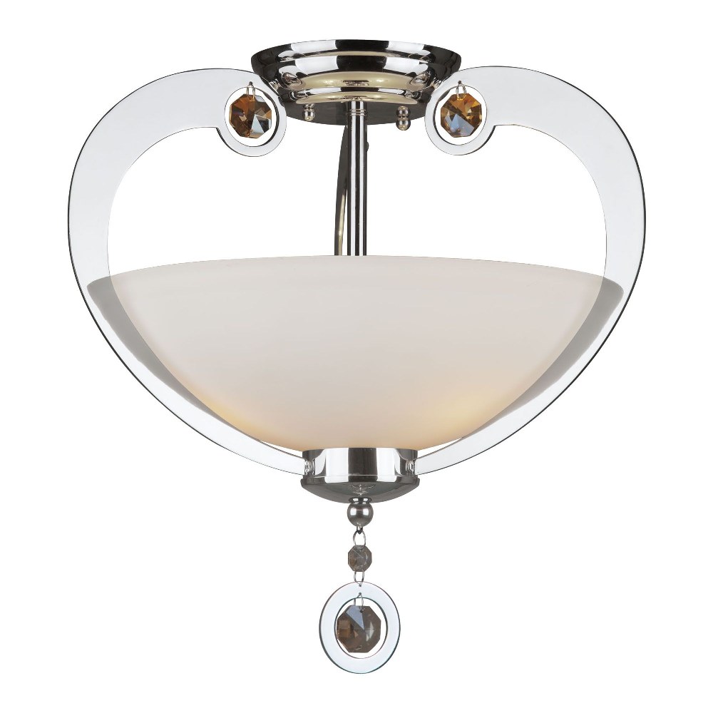 Forte Lighting-2580-03-05-Rea - 3 Light Semi-Flush Mount-15.75 Inches Tall and 15.25 Inches Wide   Chrome Finish with Satin Opal Glass