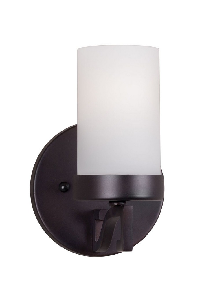 Forte Lighting-2592-01-32-Luke - 1 Light Wall Sconce-8 Inches Tall and 5 Inches Wide   Antique Bronze Finish with Satin Opal Glass