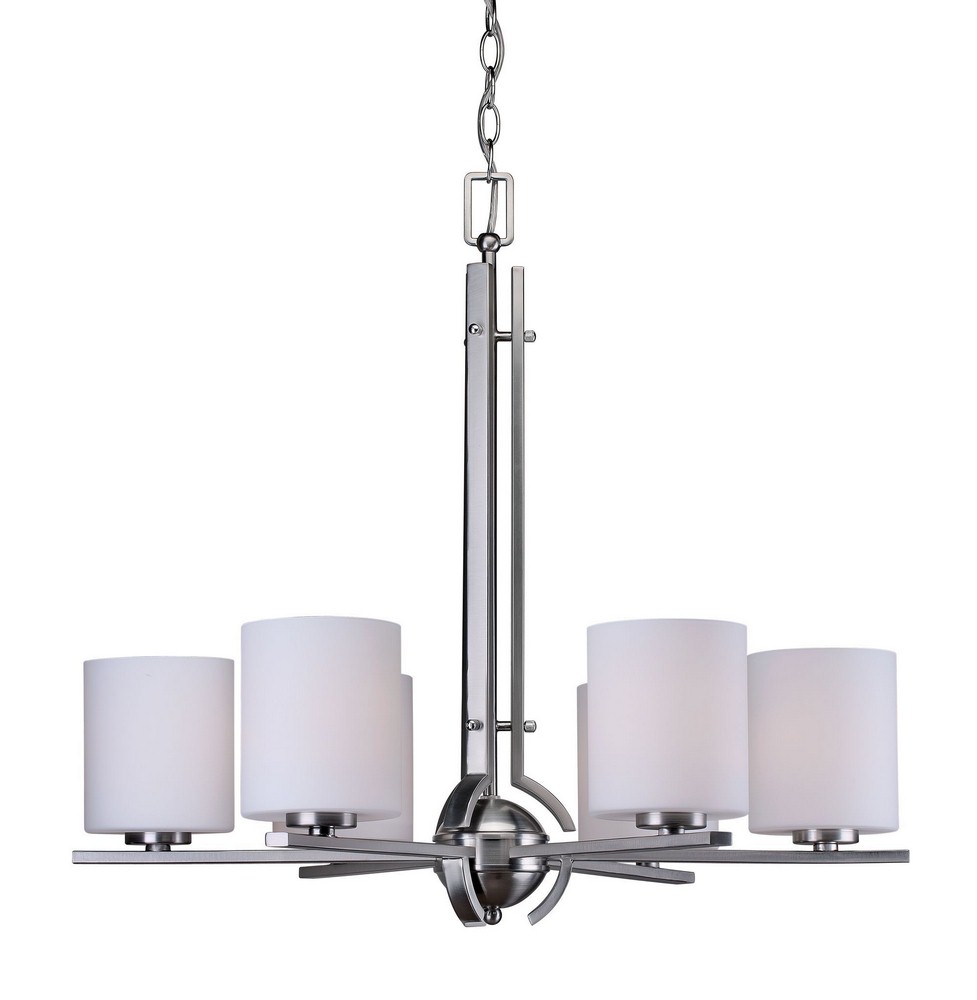 Forte Lighting-2602-06-55-Foy - 6 Light Chandelier-23.5 Inches Tall and 26 Inches Wide   Brushed Nickel Finish with Satin Opal Glass