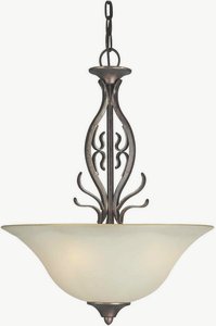 Forte Lighting-2605-03-27-Three Light Bowl Pendant   Black Cherry Finish Umber Glass