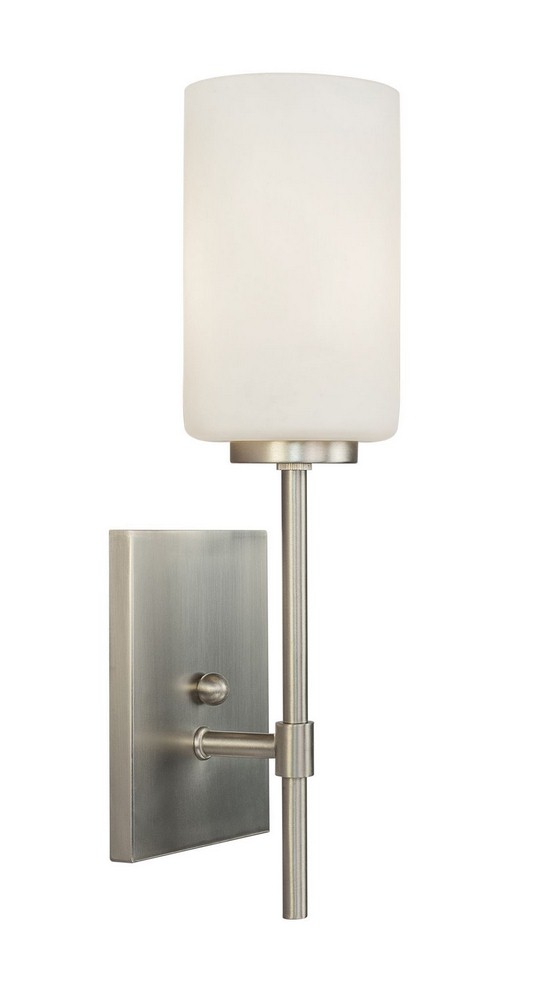 Forte Lighting-2612-01-55-Faye - 1 Light Wall Sconce In Transitional Style-15 Inches Tall and 4.75 Inches Wide Brushed Nickel  Brushed Nickel Finish with Satin Opal Glass