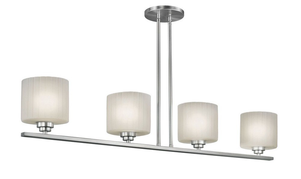 Forte Lighting-2626-04-55-Oscar - 4 Light Island Pendant-7.75 Inches Tall and 6 Inches Wide   Brushed Nickel Finish with Frosted Ribbed Glass