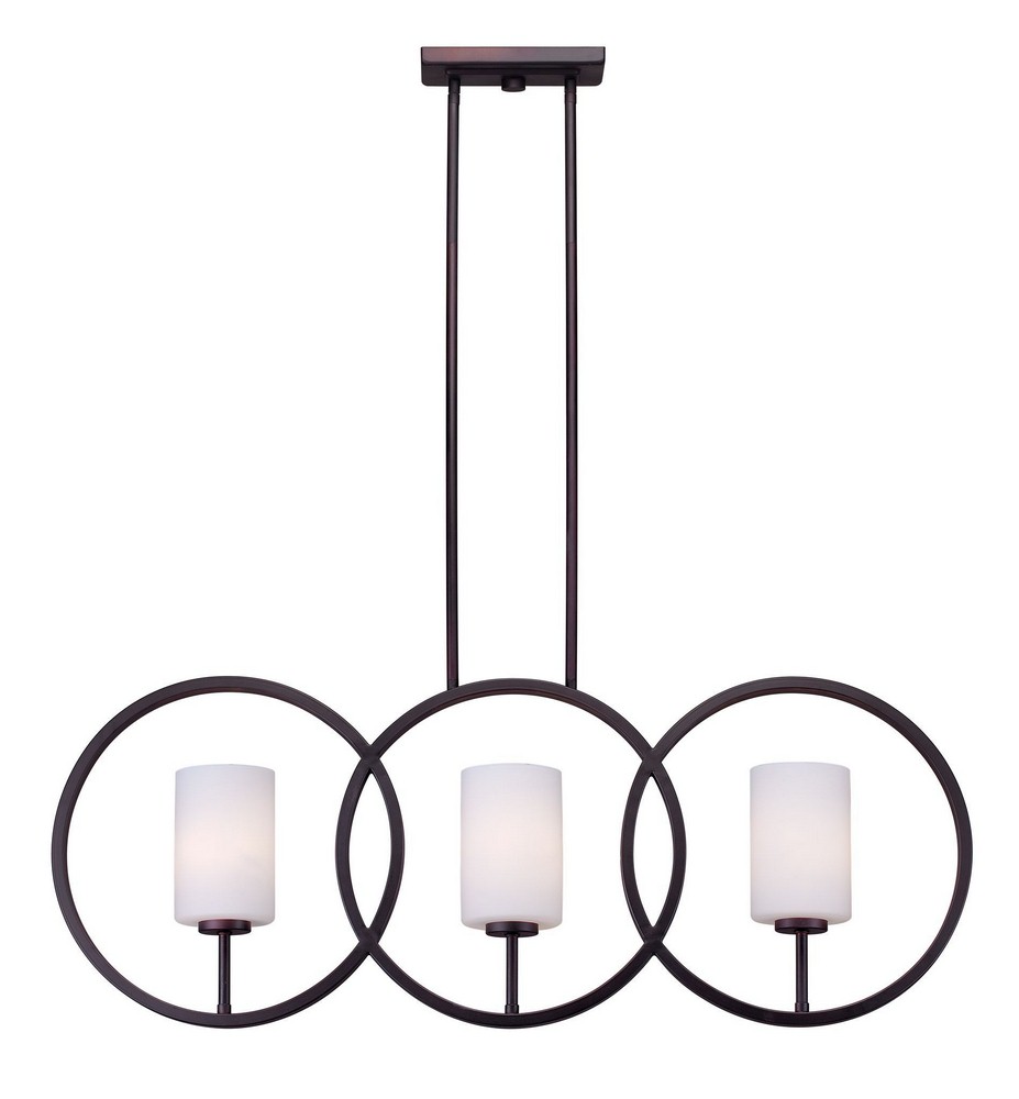 Forte Lighting-2628-03-32-Grayson - 3 Light Island Pendant-14 Inches Tall and 4 Inches Wide   Antique Bronze Finish with Satin Opal Glass